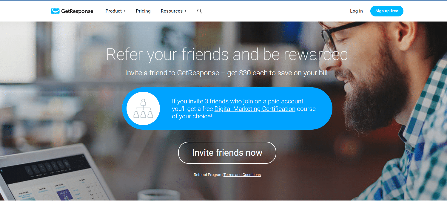 getresponse referral page example