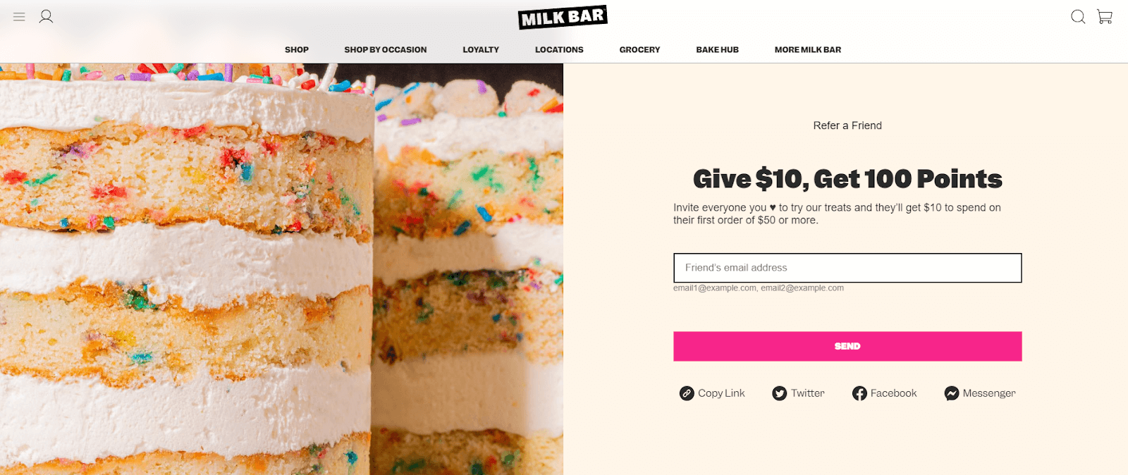 milk bar referrer landing page