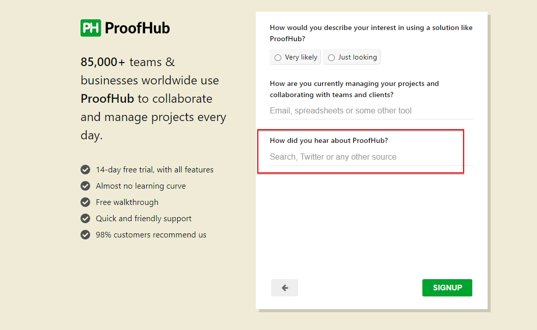 proofhub how did you hear about us form