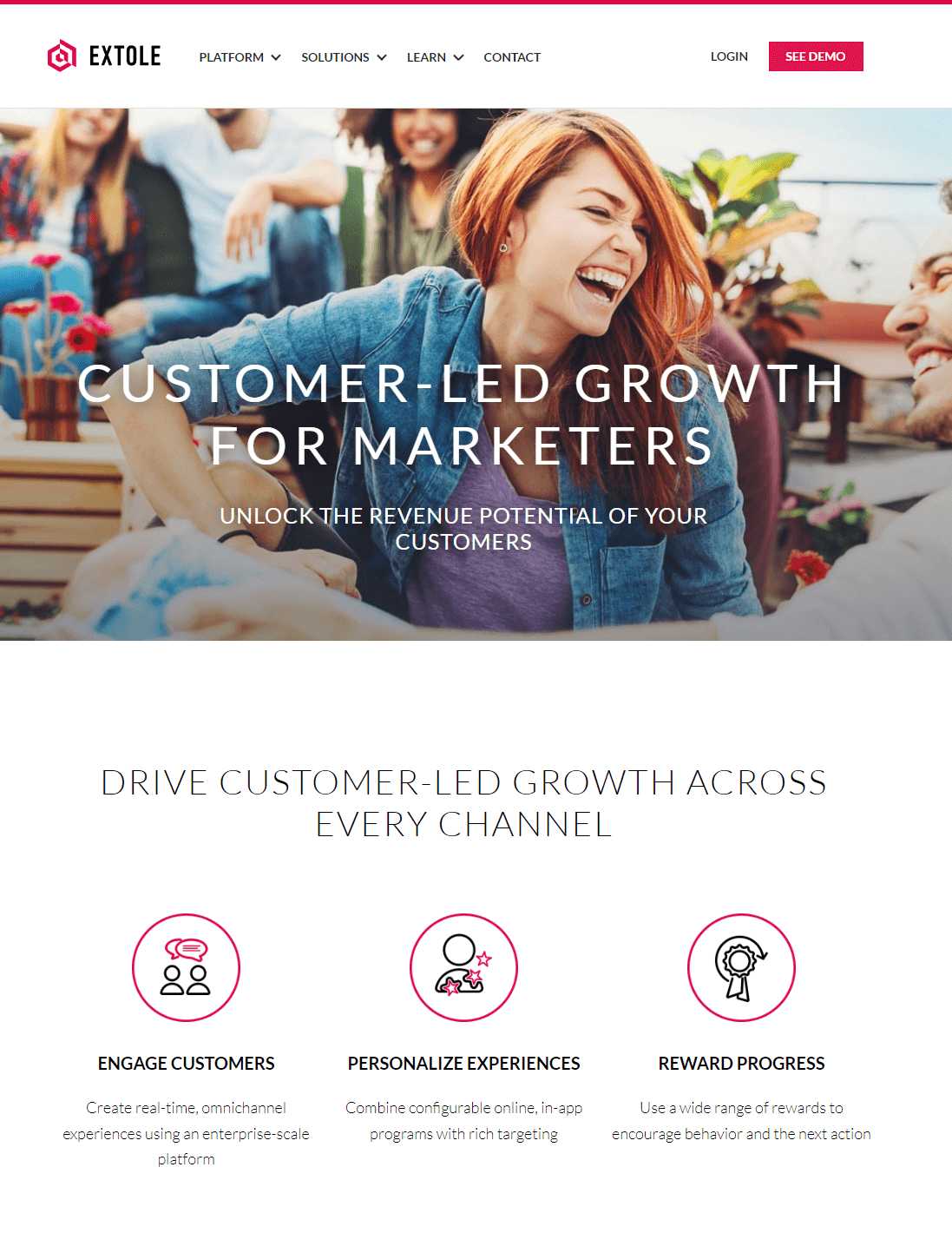 Extole website: Customer-led growth for marketers