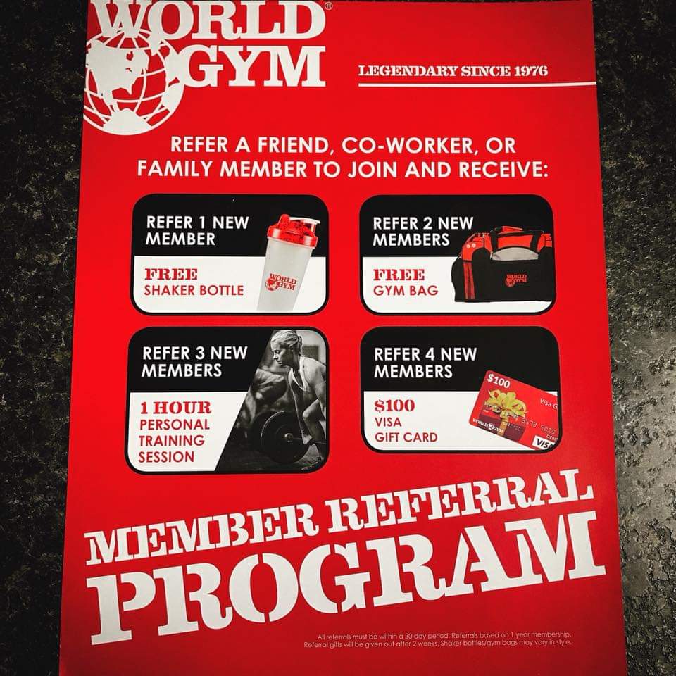 world gym referral rewards