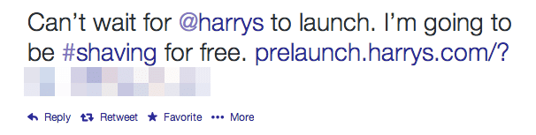 harry's referral program tweet message