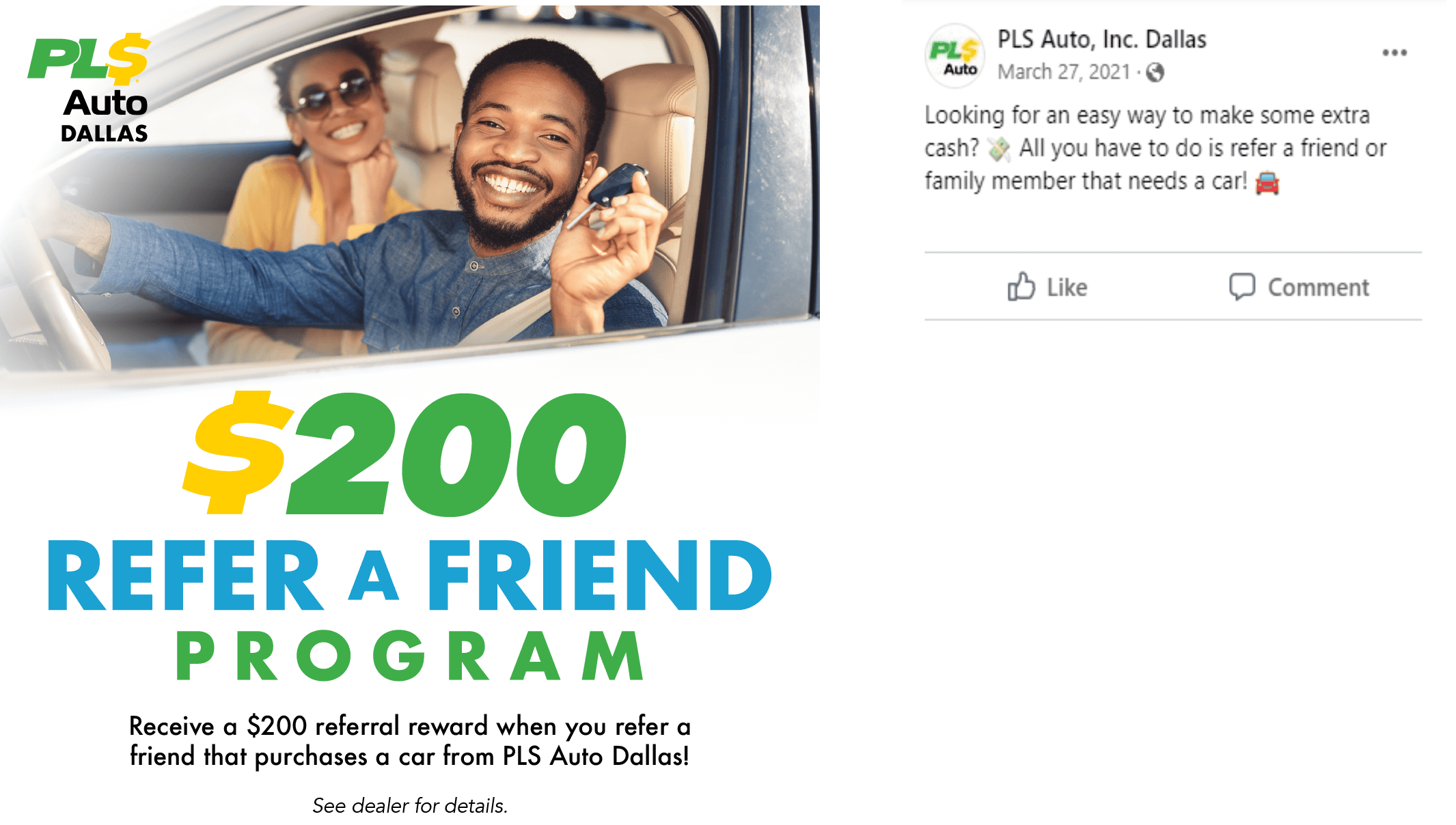 pls car dealership referral  program promo
