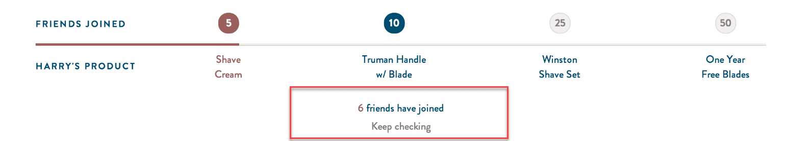 progress bar with encouragement to refer more friends