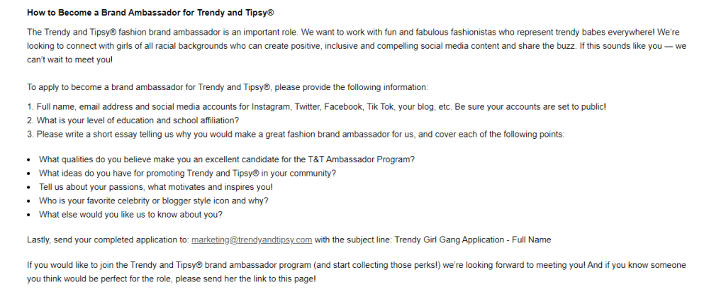 Awesome Brand Ambassador Application Template [+ 9 Examples]