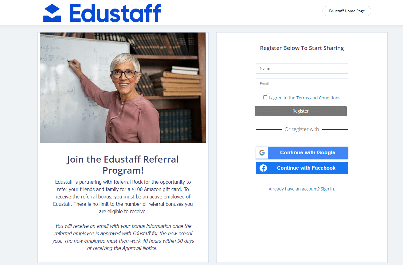 edustaff employee referral program example