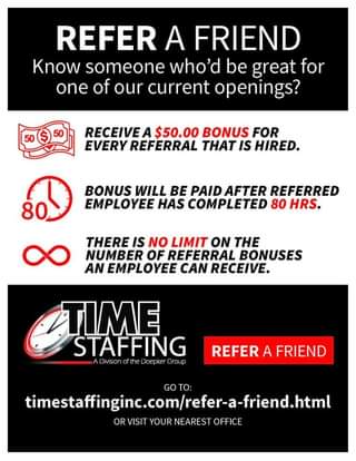time staffing referral promo