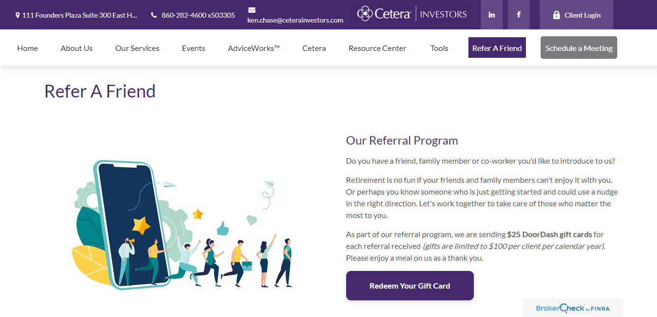 financial advisor referral program retirement