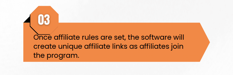 Once affiliate rules are set, the software will create unique affiliate links as affiliates join the program.