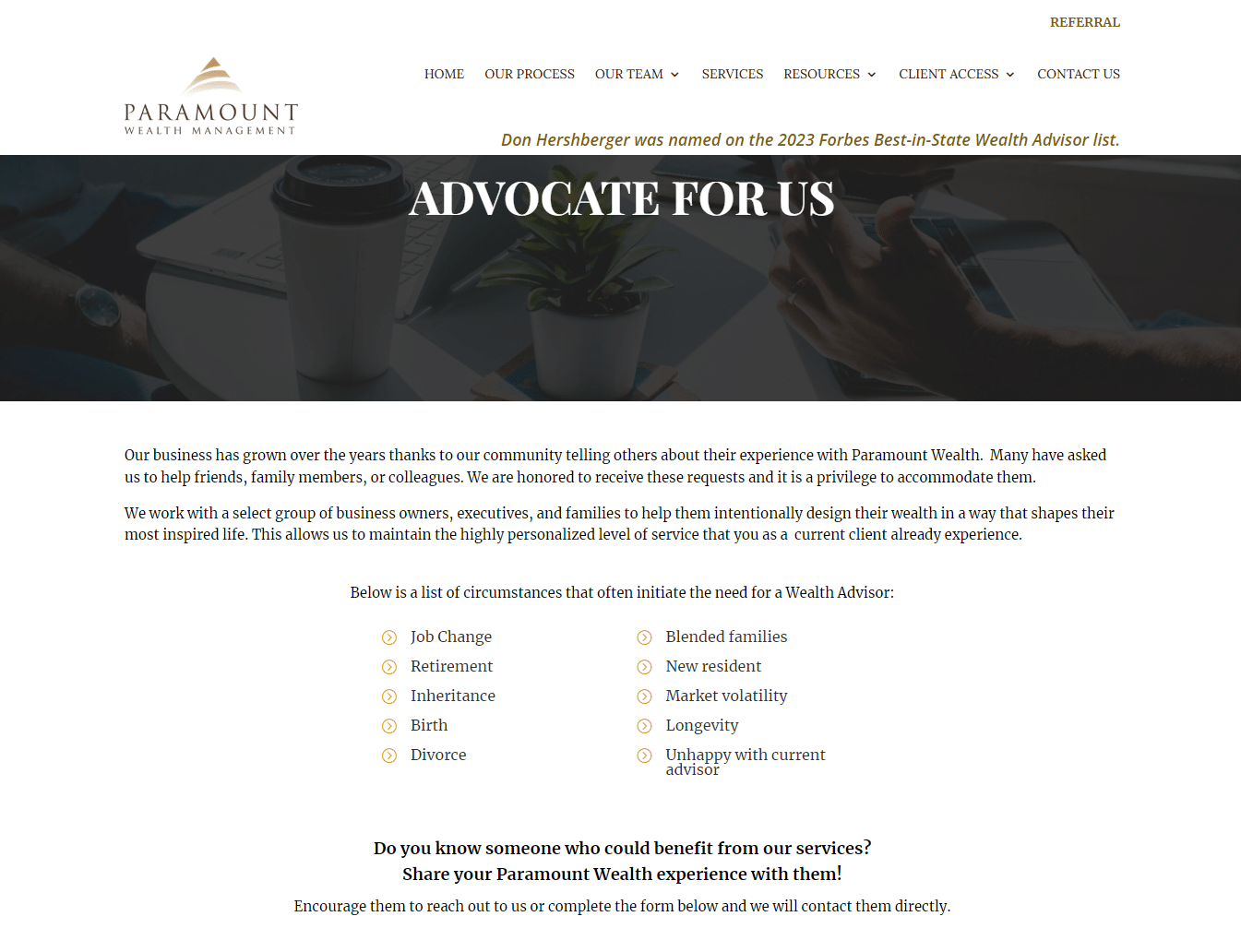 paramount wealth management advocate for us