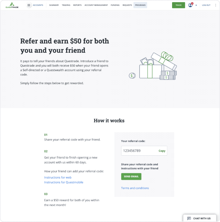 refer and earn questrade