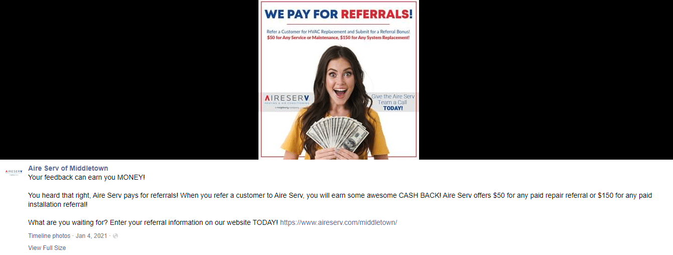 referral promotion hvac