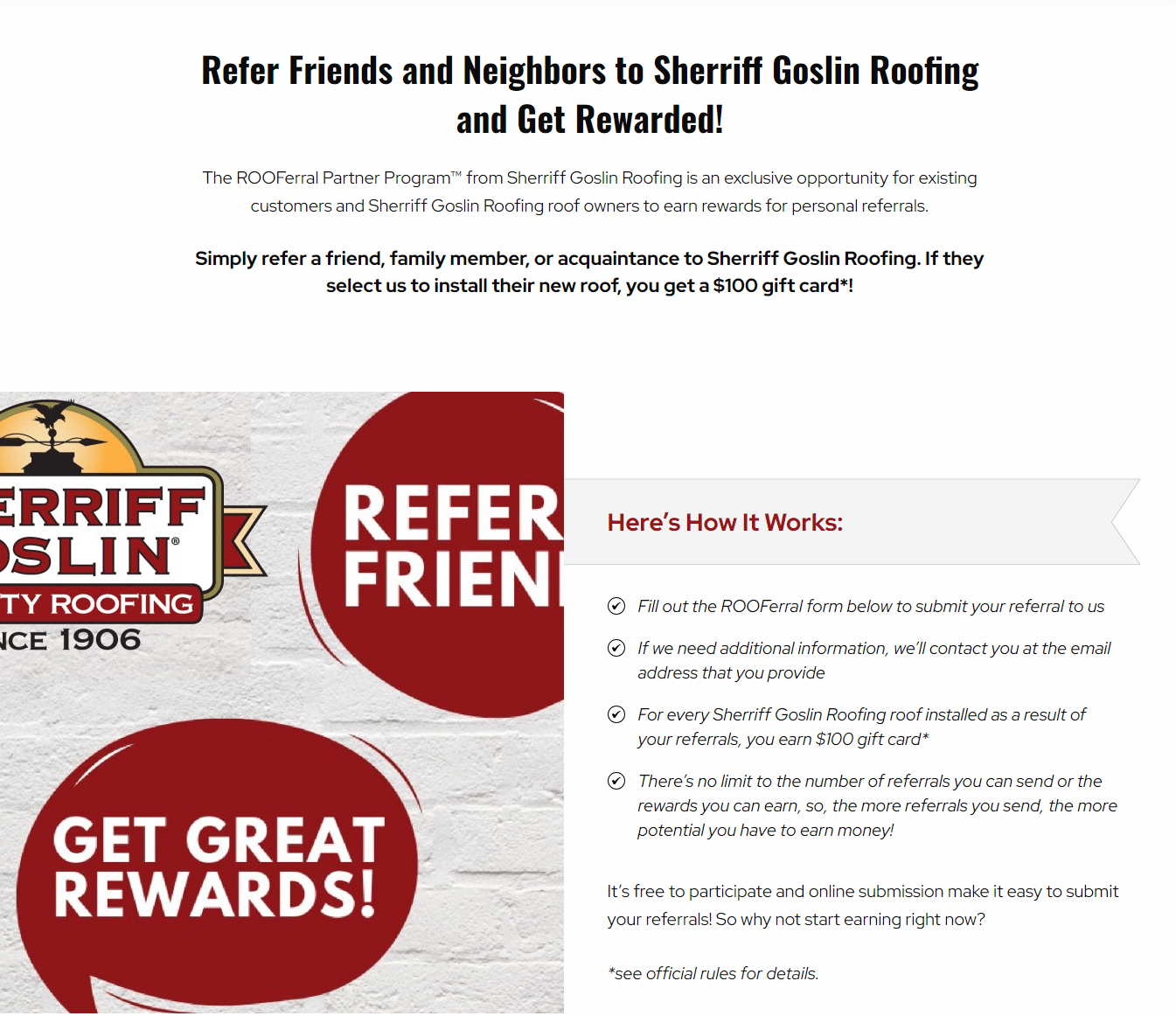 sheriff goslin roofing rewards