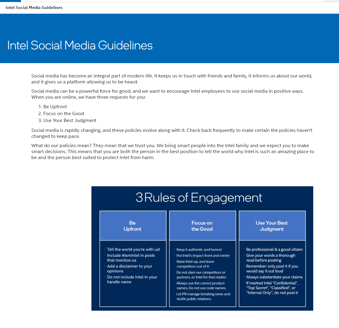 intel social media guidelines
