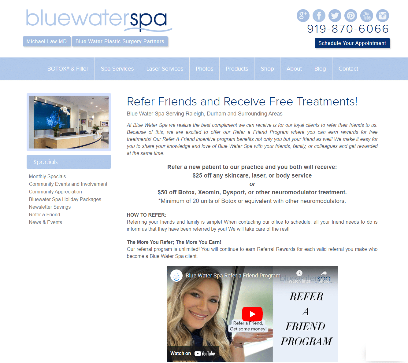 spa referral program blue water