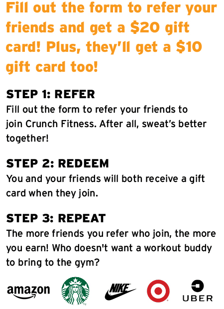 crunch fitness franchise referral program steps