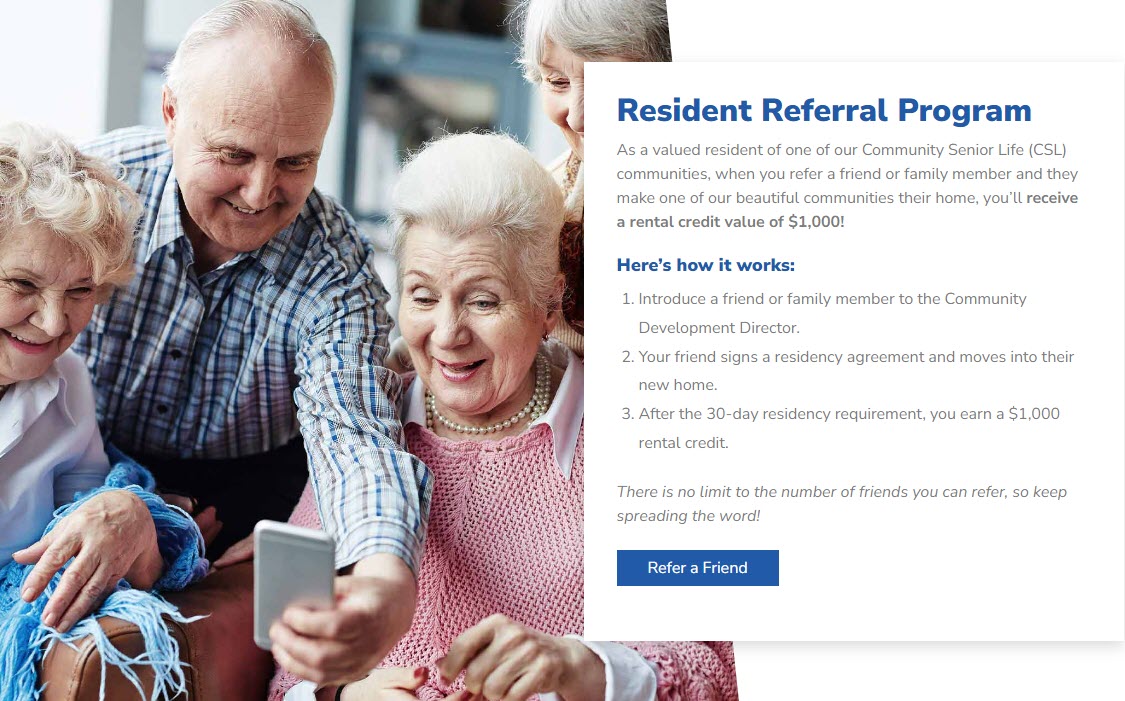 csl senior living referral program