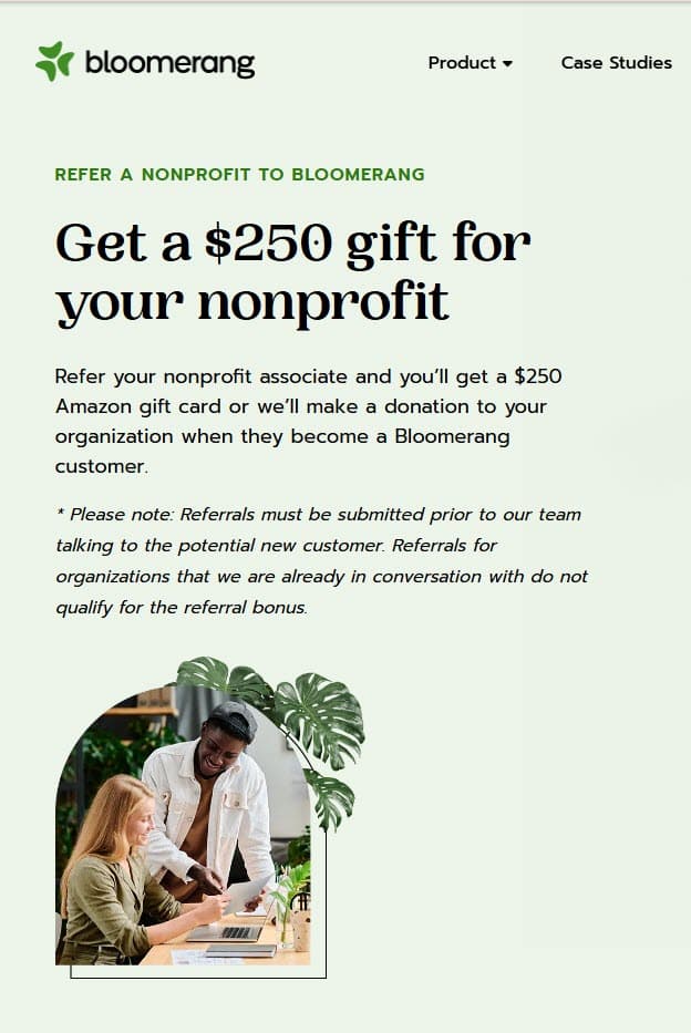 bloomerang nonprofit referral program