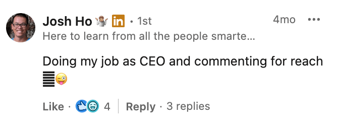 The CEO of Referral Rock comments on the brand's posts to boost reach.