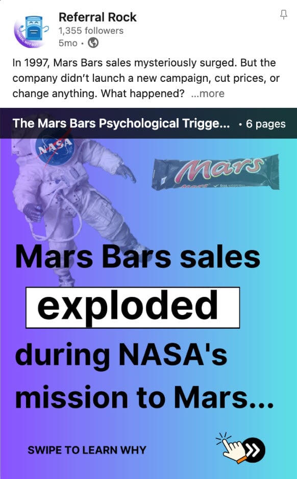 Mars bars sales exploded during NASA's Mars mission.