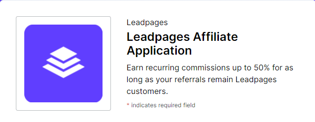 leadpages affiliate application