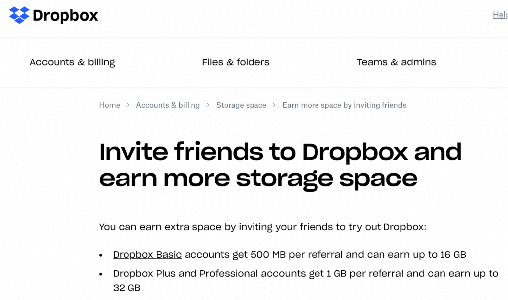 dropbox referral program