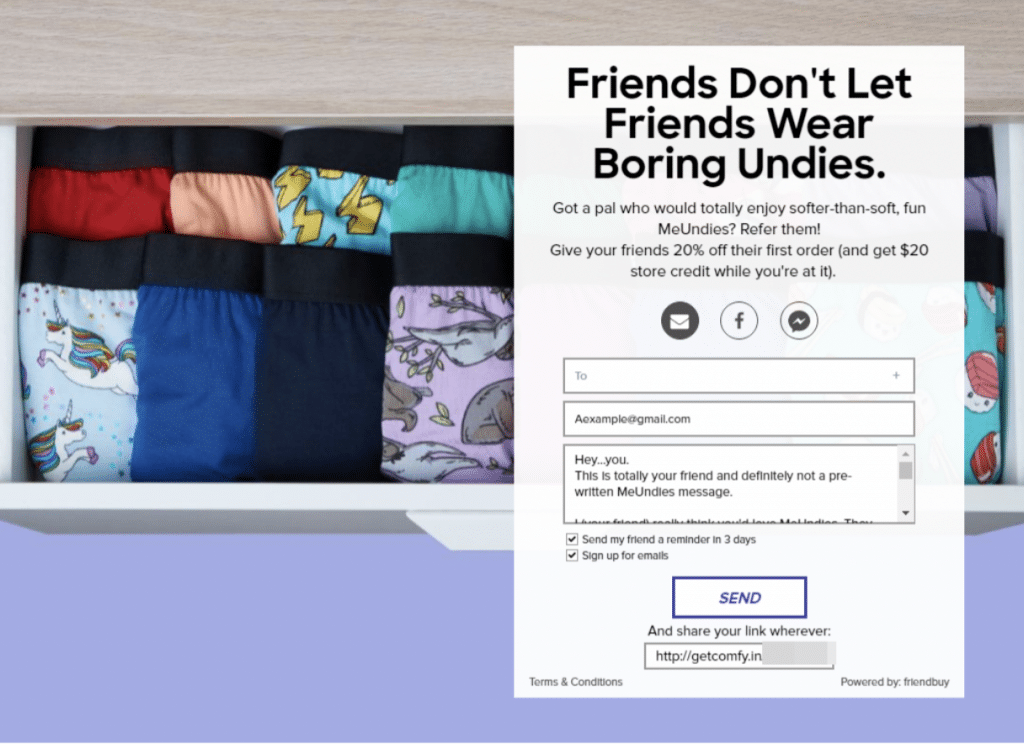 meundies referral page