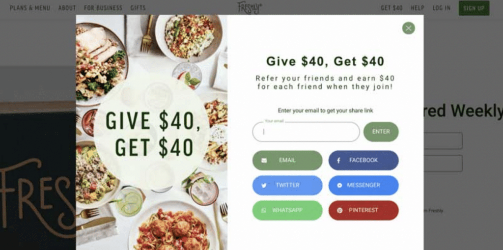 freshly referral pop-up: Referral program template