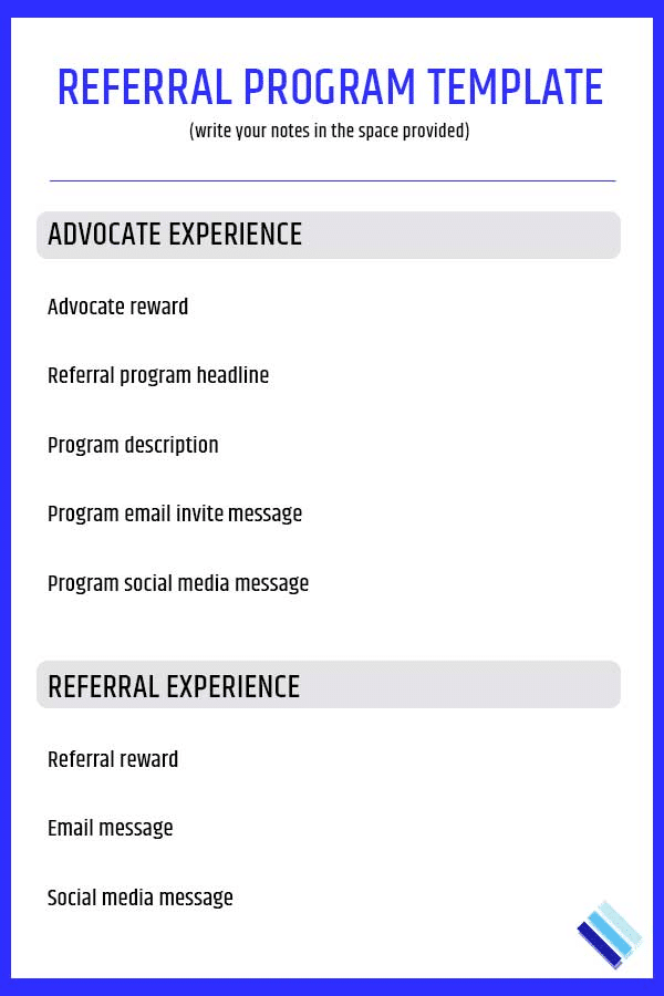 referral program template by referral marketing school