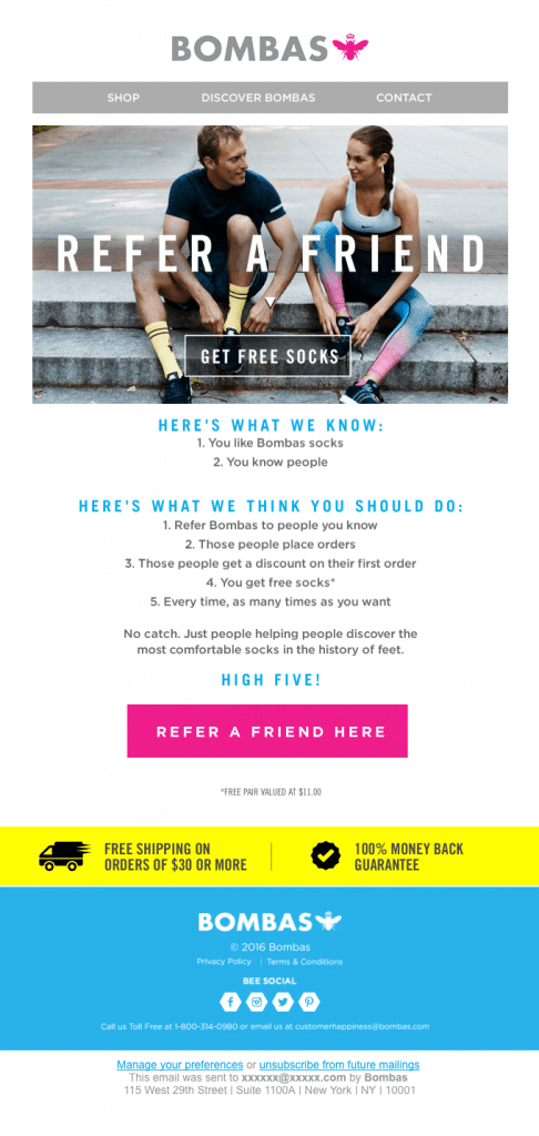 bombas referral email