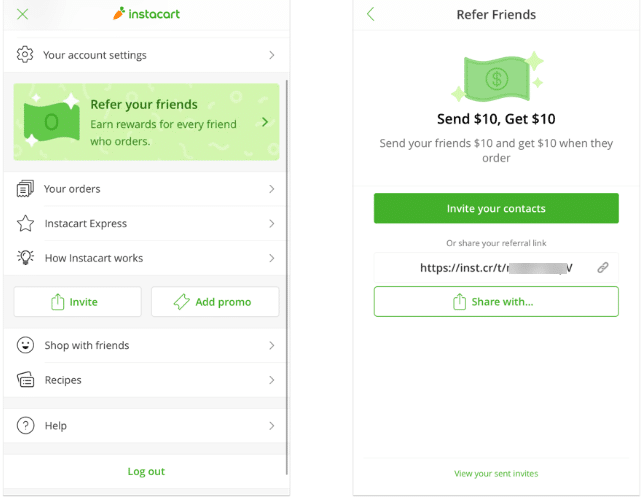 instacart mobile referral program