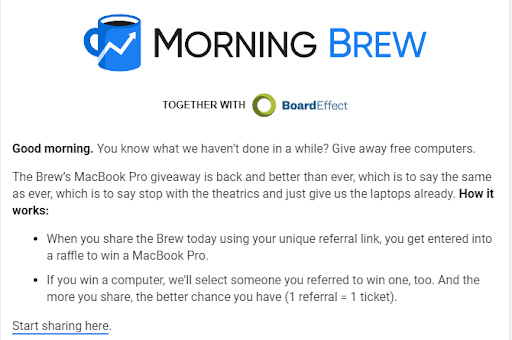 Morning Brew referral program 2