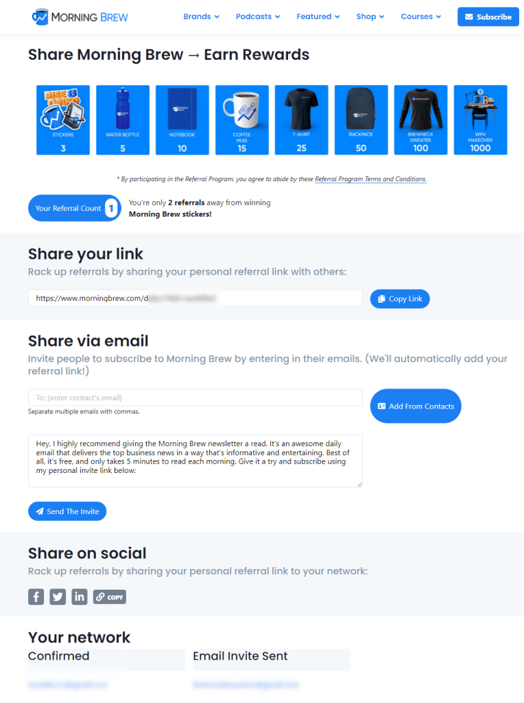 Morning Brew referral program 3