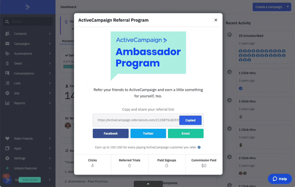 activecampaign referral program