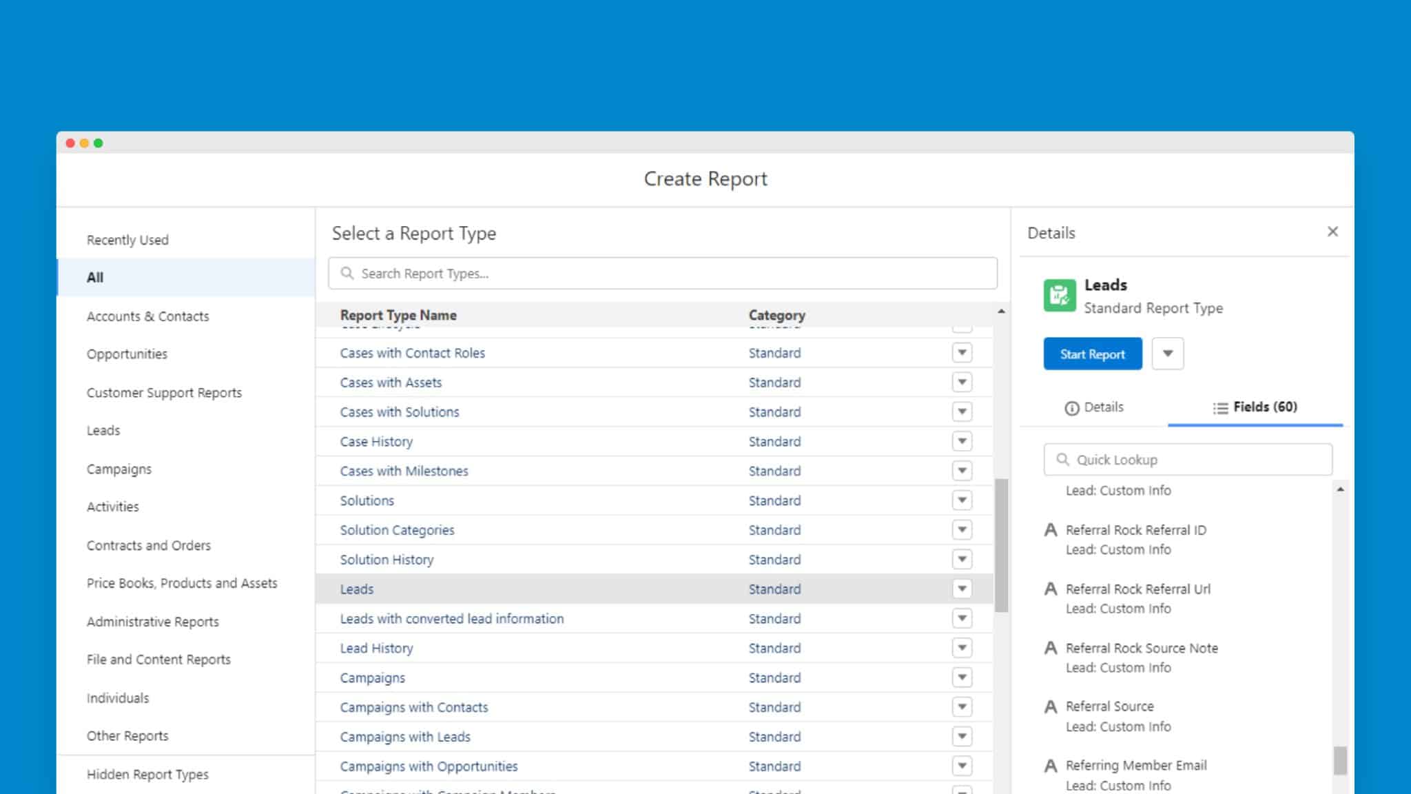 salesforce data for reports